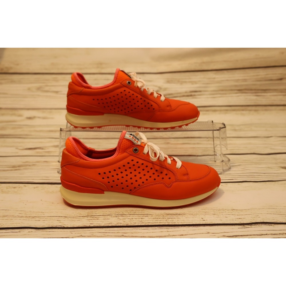 ECCO Hybrid Orange Leather‎ Sneakers EUC Men's Size 40 Golf Casual